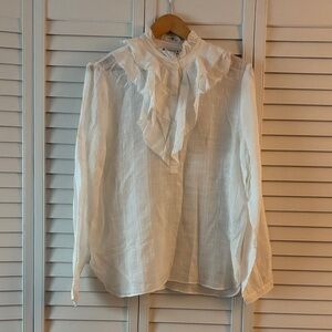 Zara White Ruffled Blouse